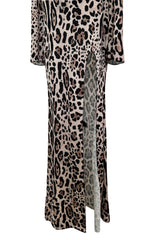 Recent Roberto Cavalli Stretch Jersey Leopard Dress w High Side Slit & Open Back