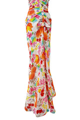 Gorgeous Spring 2006 Christian Dior by John Galliano Bright Floral Print Silk Chiffon Dress