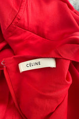 Pre-Fall 2017 Celine by Phoebe Philo Red Silk Dress w Front Knotted Detail