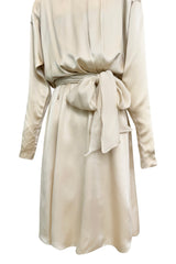 Incredible Spring 1990 Yves Saint Laurent Haute Couture Runway Look 50 Ivory Silk Dress