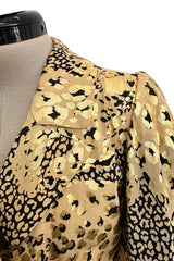 Amazing Fall 1992 Yves Saint Laurent Gold Leopard Print Extra Wide Pant & Jacket Suit Set