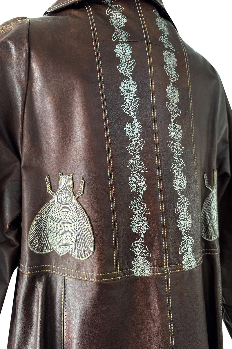 Important Fall 1972 Bill Gibb Debut Collection Brown Leather 'Bee' Jacket