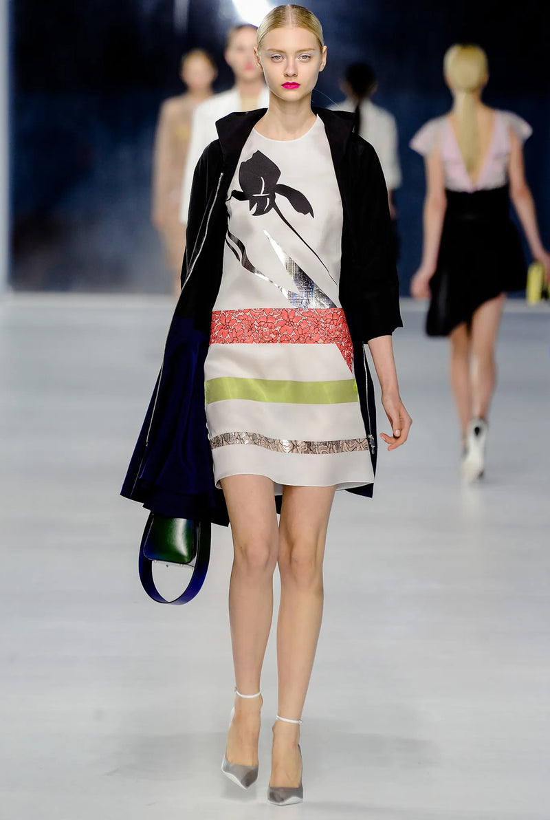 Cruise 2014 Christian Dior by Raf Simons Runway Look 29 Silk Shift Dress w Fabric Applique