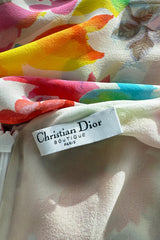 Gorgeous Spring 2006 Christian Dior by John Galliano Bright Floral Print Silk Chiffon Dress