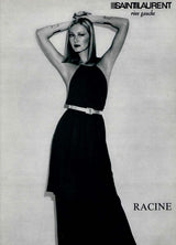 Fall 1975 Yves Saint Laurent Runway Brown Silk Jersey Backless Dress w Gold Leather Straps