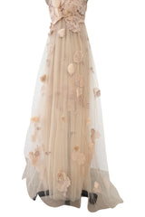 Magical 2012 Dolce & Gabbana Pinky Nude Tulle & Lace Flower Applique Strapless Dress