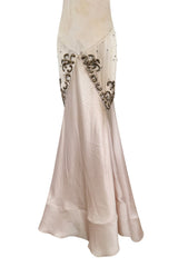 Dreamy 2004 Roberto Cavalli Pale Pink & Copper / Gold Wire Embellished Dress