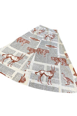 1970s Thea Porter WildLife & Text Printed Ivory Cotton Skirt & Halter Set