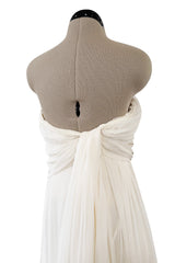 Exceptional Spring 2008 Christian Dior by John Galliano Ivory Silk Chiffon Dress w Floral Embroidery