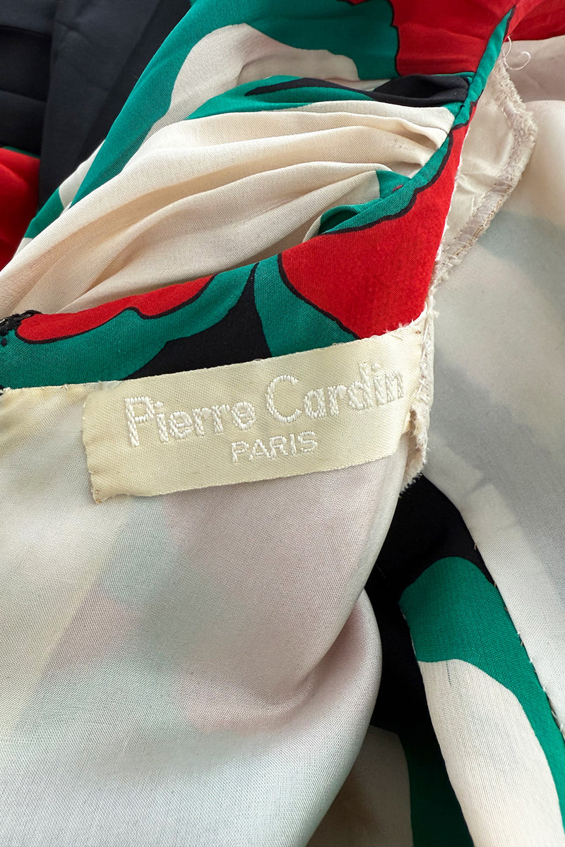 Incredible Spring 1985 Pierre Cardin Haute Couture Floral Silk Caped Runway Dress