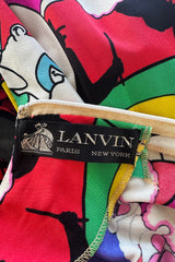 Incredible 1970s Lanvin by Jules-Francois Crahay Clown Print  Wide Leg Jersey Jumpsuit