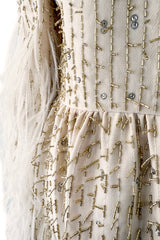 Extraordinary Spring 2020 Valentino by Pierpaolo Piccioli Ivory Silk Beaded Feather Dress