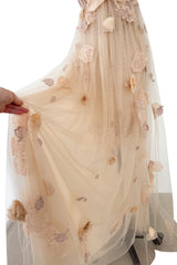 Magical 2012 Dolce & Gabbana Pinky Nude Tulle & Lace Flower Applique Strapless Dress