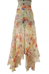 Amazing Spring 2004 Alexander McQueen 'Deliverance' Two Piece Set Floral Silk Chiffon Set