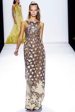 Spring 2006 Bill Blass by Michael Vollbracht Runway Gold & Pale Lavender Halter Dress