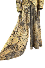 Amazing Fall 1992 Yves Saint Laurent Gold Leopard Print Extra Wide Pant & Jacket Suit Set