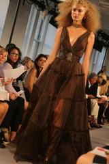 Pretty Spring 2012 Oscar de la Renta Runway Look 46 Brown Silk Chiffon Dress