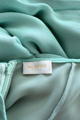 Stunning 2000s Valentino Roma Turquoise Silk Chiffon Dress W Front Slit & Open Back