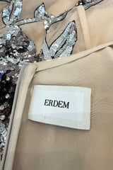 Gorgeous Fall 2022 Erdem Look 41 Nude Silk Organza & Silver Sequin Dress