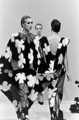 Incredible Spring 1985 Pierre Cardin Haute Couture Floral Silk Caped Runway Dress