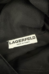 Fabulous Fall 1995 Karl Lagerfeld Runway Black Net Dress w Velvet Detailing