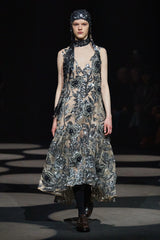 Gorgeous Fall 2022 Erdem Look 41 Nude Silk Organza & Silver Sequin Dress