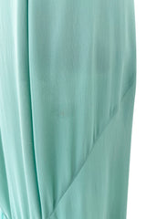 Stunning 2000s Valentino Roma Turquoise Silk Chiffon Dress W Front Slit & Open Back