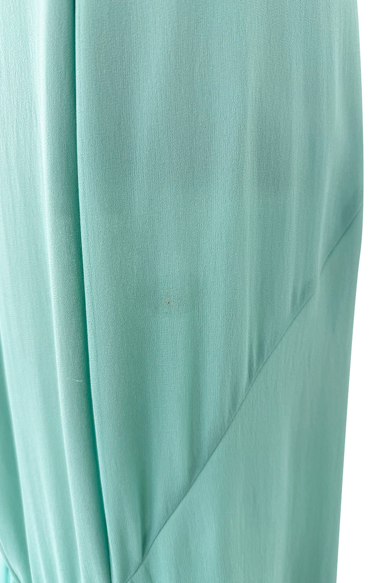 Stunning 2000s Valentino Roma Turquoise Silk Chiffon Dress W Front Slit & Open Back