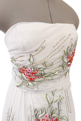 Exceptional Spring 2008 Christian Dior by John Galliano Ivory Silk Chiffon Dress w Floral Embroidery