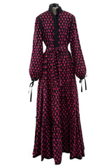 Late 1960s-70s Christian Dior by Marc Bohan Floral Print Cotton Smock Dress