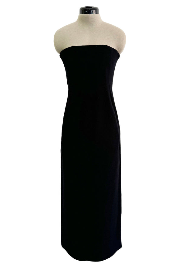 Rare Fall 1995 John Galliano 'Dolores' Collection Sharply Tailored Inner Corset Black Strapless Dress