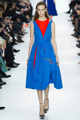 Important Fall 2014 Christian Dior 'City Lights' by Raf Simons Look 21 Brilliant Blue & Orange Dress