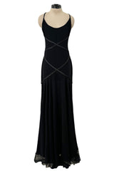 Prettiest 2000s Valentino Backless Bias Cut Dress w Ribbon Detail & Lace Hem