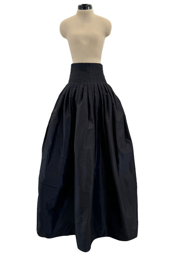 Beautiful 2006 Yves Saint Laurent by Stefano Pilati Silk Black Taffeta Skirt w Corseted Waist