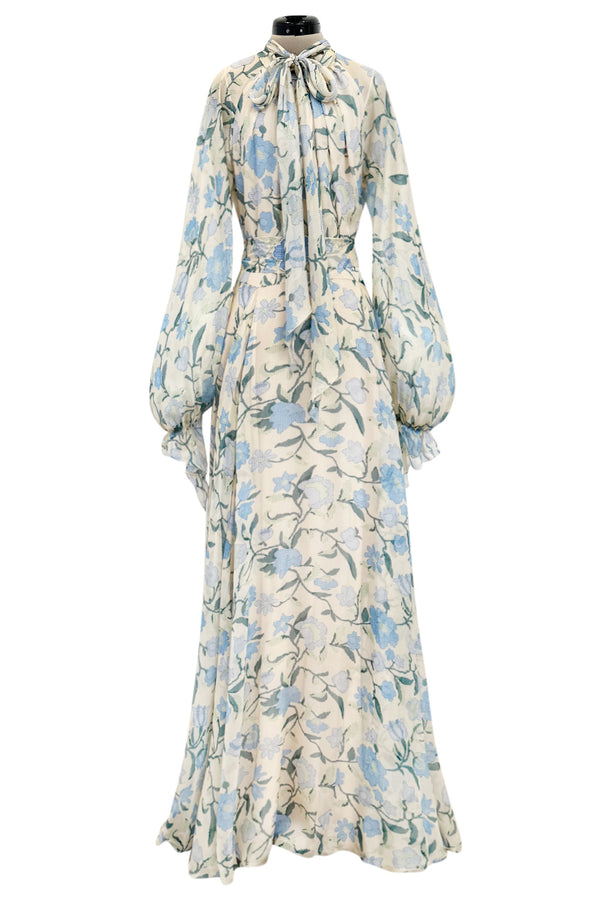 Linen Silk Ruffle Dress – Blue Illusion