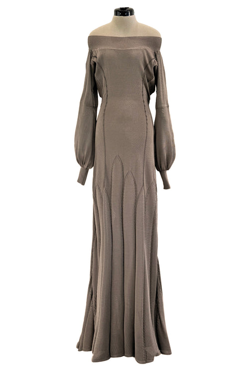 Gorgeous Fall 2004 Alexander McQueen  'Pantheon Ad Lecum' Runway Off Shoulder Knit Dress