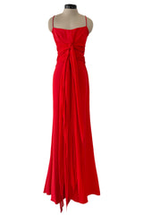 Gorgeous Spring 2003 Valentino Look 64 Red Silk Dress w Silk Chiffon Ties