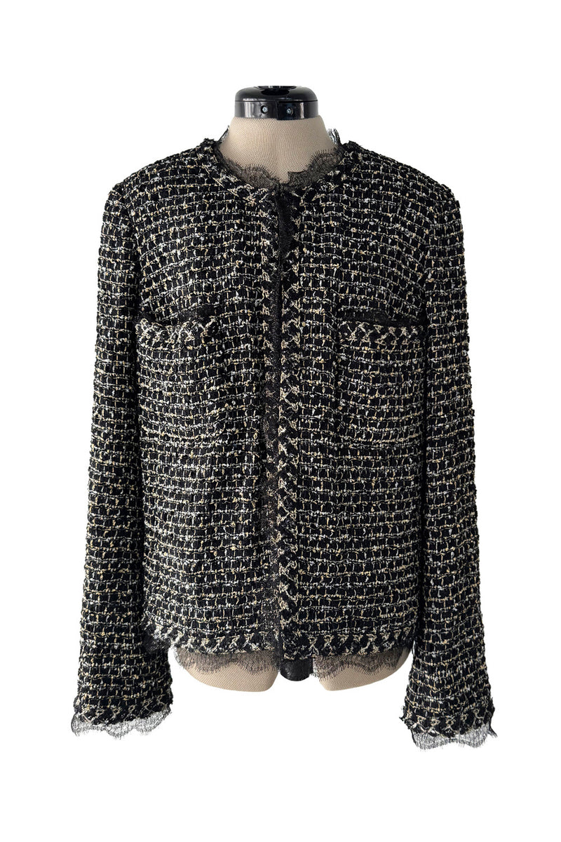 Stunning 2010 Chanel by Karl Lagerfeld Metallic Thread Jacket w Gripoix Buttons