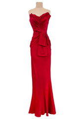 Spring 2008 Christian Dior by John Galliano Runway Look 53 Red Silk Strapless Dress