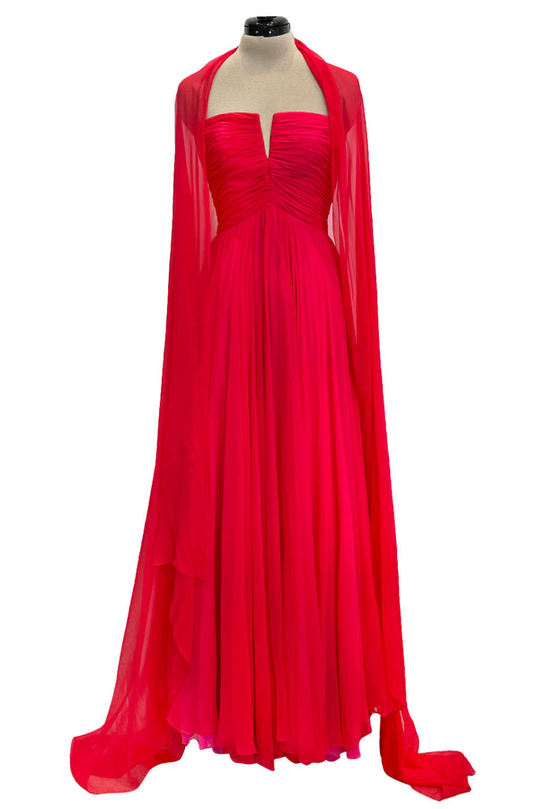 VINTAGE Jean-Louis Scherrer Red Silk Gown, Made in France (4/6)