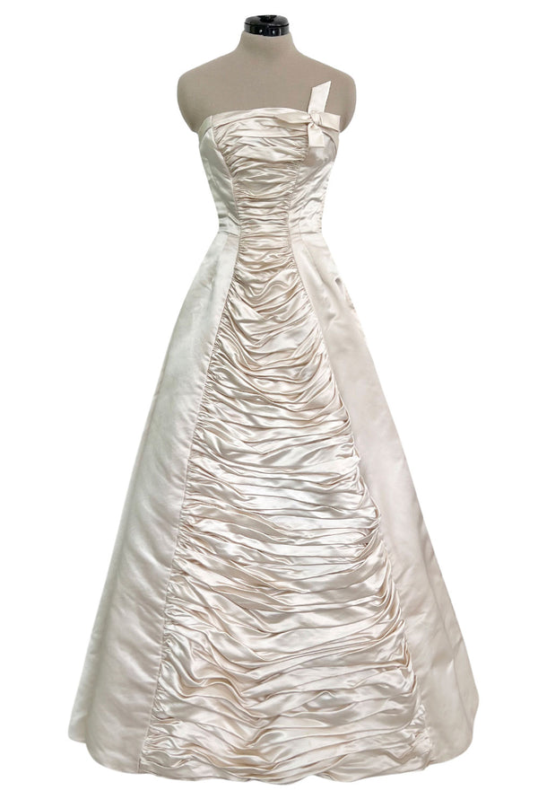 Vintage 30s bridal cream white ribbon rayon satin fabric 3 inch width
