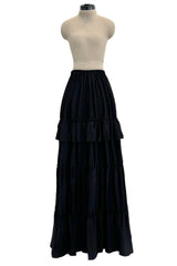 Soft & Romantic Resort 2012 Lanvin by Alber Elbaz Look 4 Tiered Full Length Black Silk Skirt