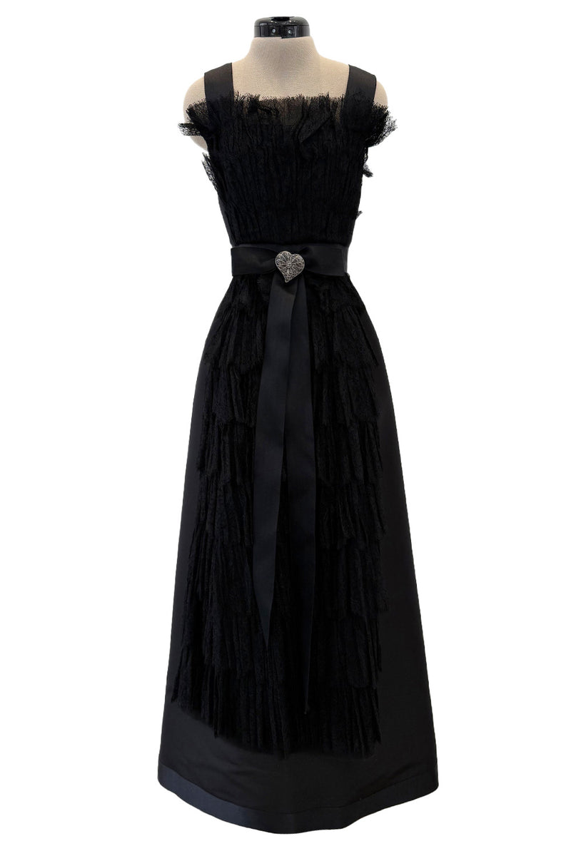 Exceptional Pre-Fall 2015 Chanel by Karl Lagerfeld Runway Look 83 Black Silk & Lace Metiers d'Art Dress