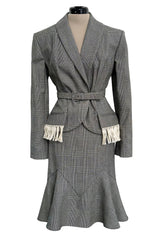 Incredible Fall 1999 Christian Dior by John Galliano Jacket & Skirt Suit Set w Fringe Detailing