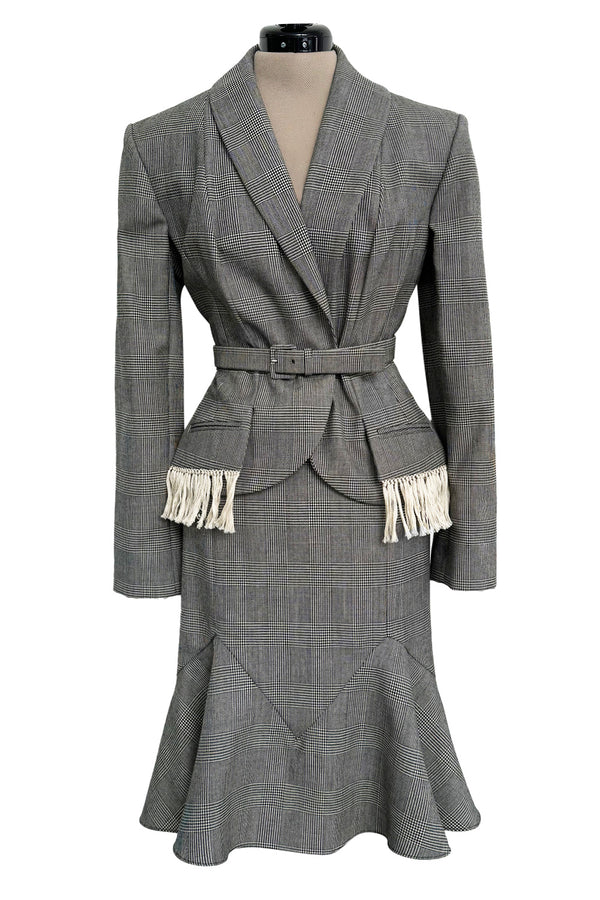 Incredible Fall 1999 Christian Dior by John Galliano Jacket & Skirt Suit Set w Fringe Detailing