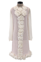 Spring 2012 Chanel by Karl Lagerfeld Pale Pink Knit Dress w Front Flower Detail