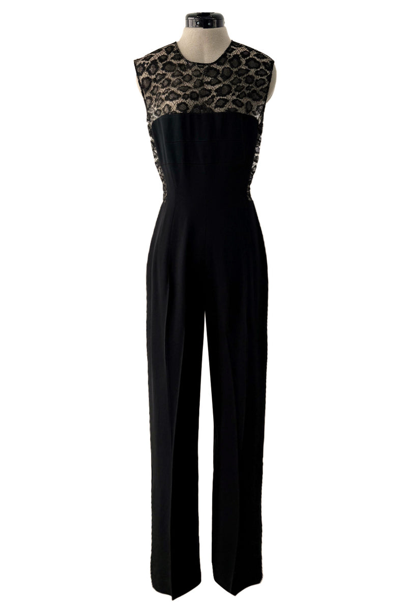 Fabulous 2014 Alexander McQueen by Sarah Burton Metallic Lace & Silk Jumpsuit