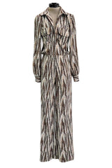 Fabulous Fall 1975 Diane Von Furstenberg Soft T-Shirt Feel Jersey Printed Jumpsuit