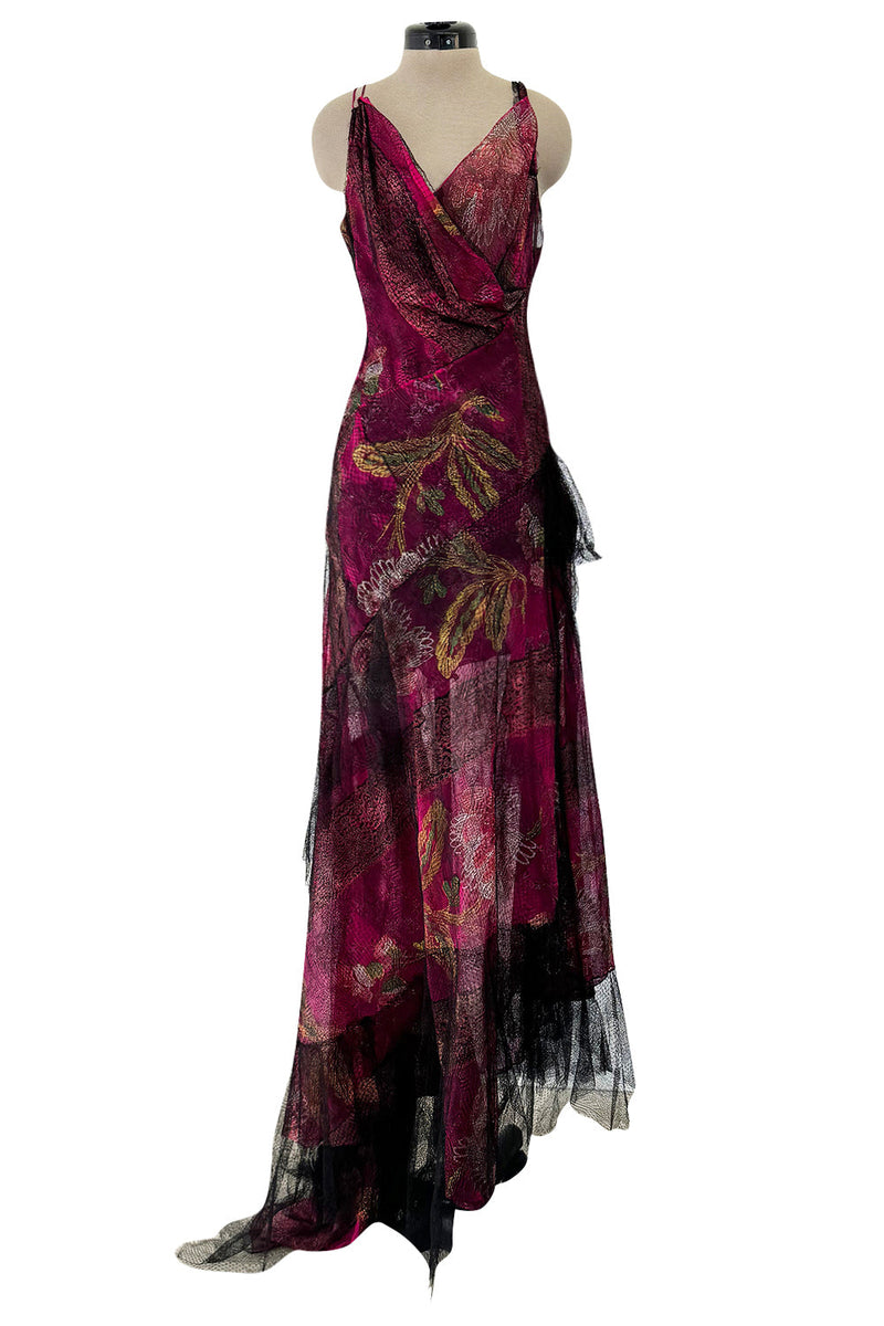 Spring 2001 Christian Lacroix Lace, Silk Chiffon & Net Floral Dress