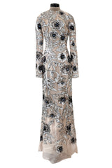 Gorgeous Fall 2022 Erdem Look 41 Nude Silk Organza & Silver Sequin Dress